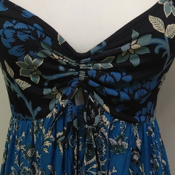 Free People Blue Paisley Floral Top Size M - Picture 3 of 4